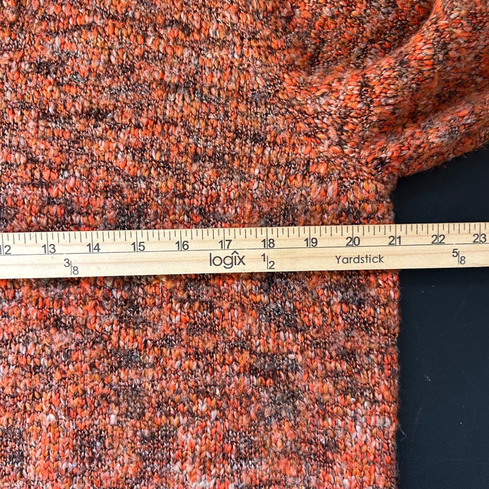 Vintage Alfred Dunner Sweater Orange Marled Quarter Zip Knit Womens Large - Picture 4 of 5